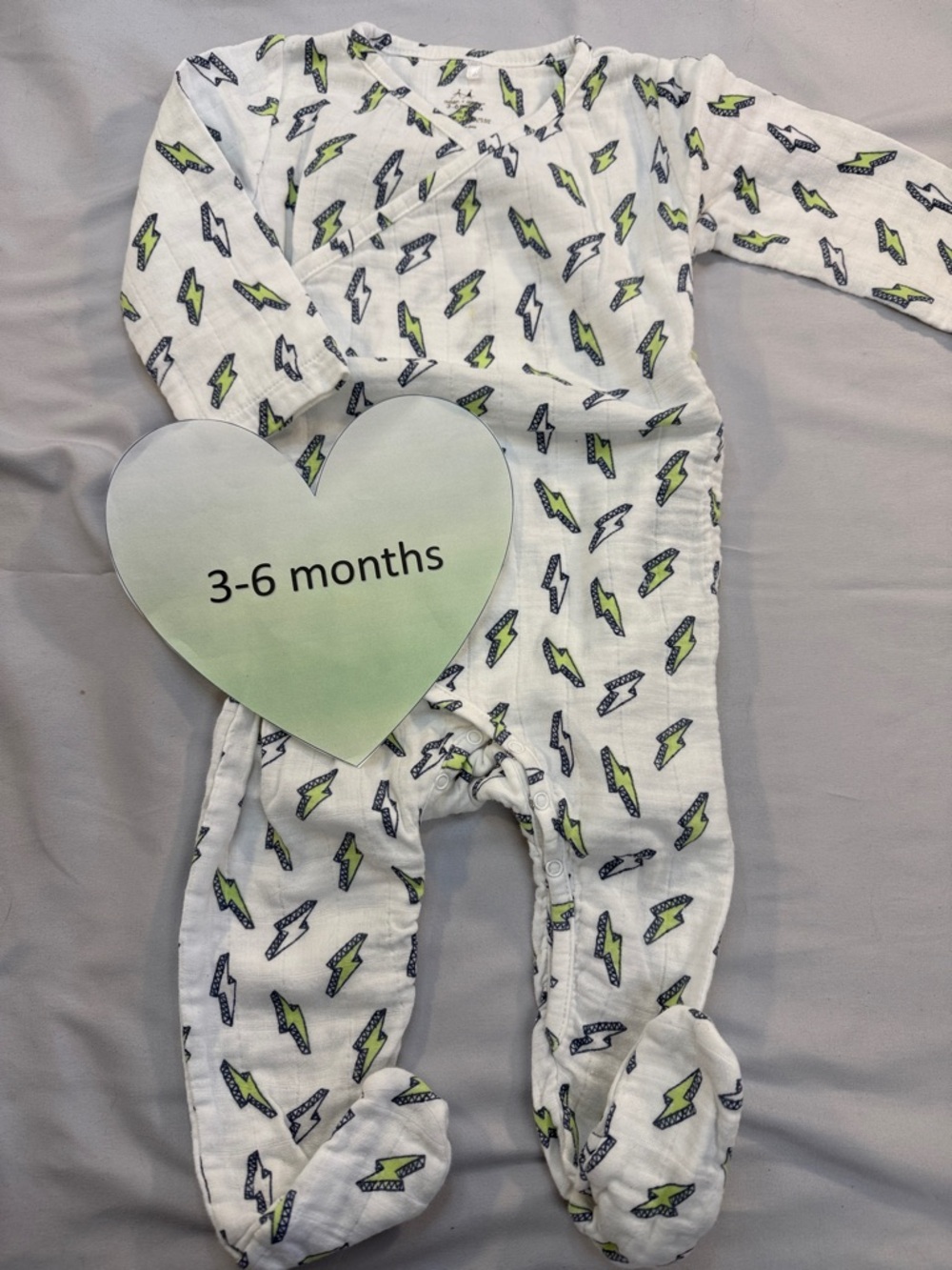 Aden + Anais - muslin cotton White and Green Footie One Piece Romper sleeper